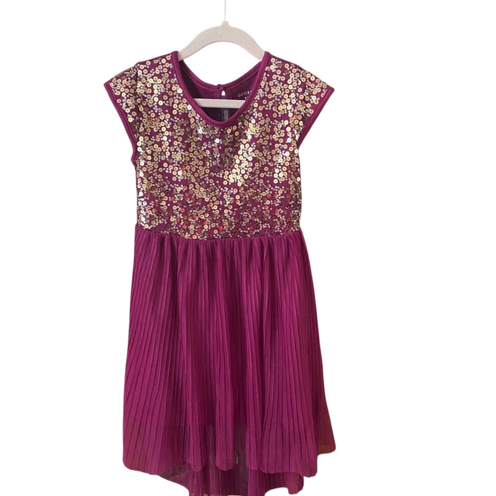 George Magenta Dress with Gold Sequins Size 6